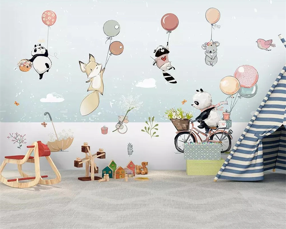 Beibehang пользовательские Обои фреска милый мультфильм животных воздушный шар Детская комната фон Настенные обои для гостиной