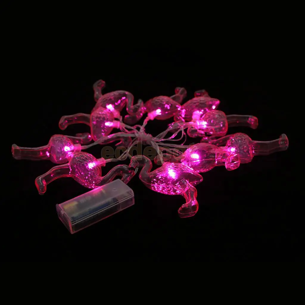 Pink Flamingo LED Bulbs String Light Battery Operated Garland Fairy