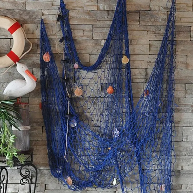1*2 м декоративные рыболовные сети ручной работы, настенные декоративные рыболовные сети, декор для пляжа, вечерние украшения для дома, Средиземноморский стиль
