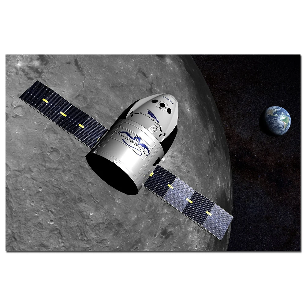 Планет на холсте солнечная система пространство земля луна плакат астронавт