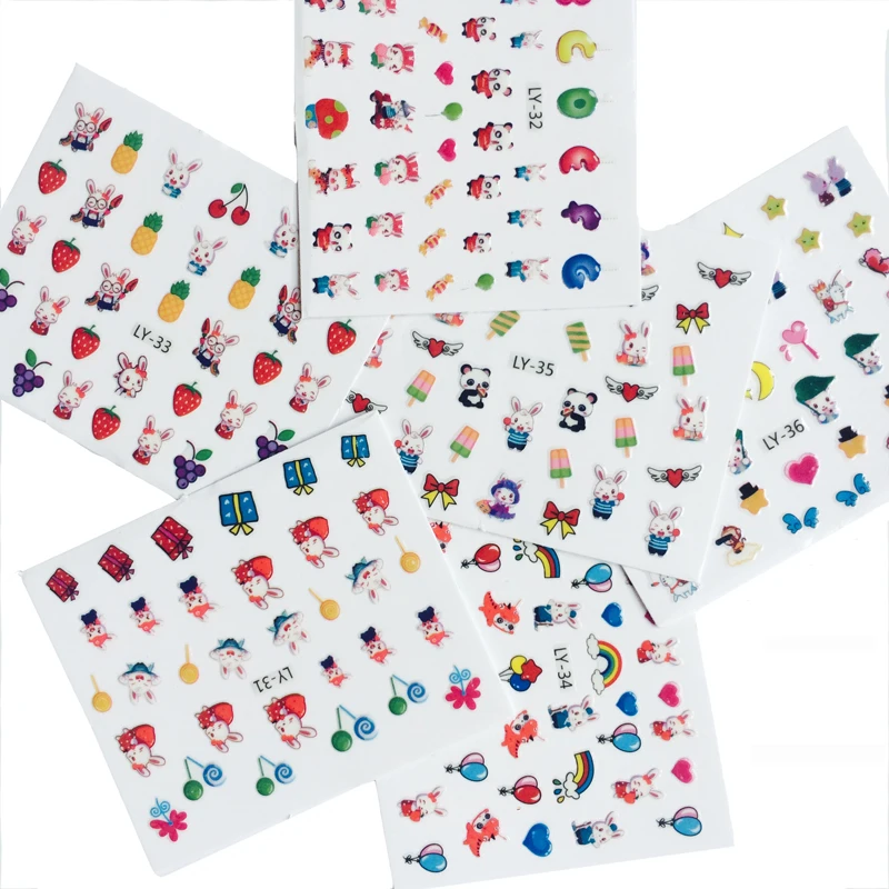 

6PCS/lot Stickers Children's Nail Sticker Cartoon Sticker Girl Baby Nail Sticker toys Small Gift Nail Patch