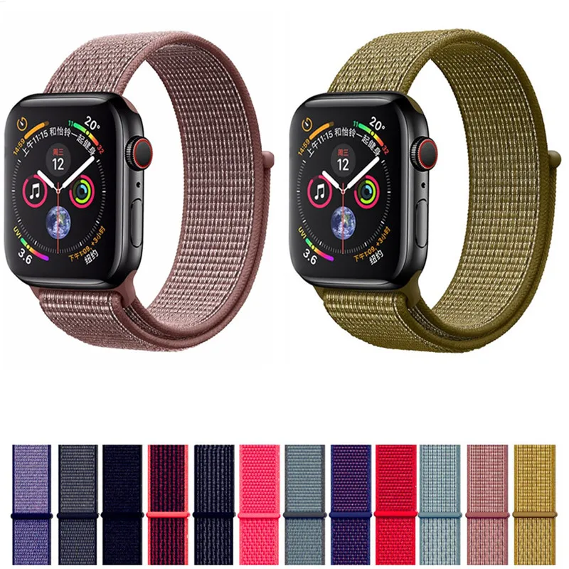 

42mm 38mm Colorful Sport Nylon Loop Watch Strap For Apple Watch Band iWatch Series 4 3 2 1 Replace Straps Watch Bands 40mm 44mm