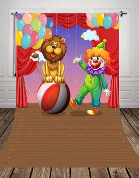 

Filming Circus Backdrop Cartoon Lion Photography Backdrops Baby Portrait Clown Photo Background Fabric Backgrounds For Studio