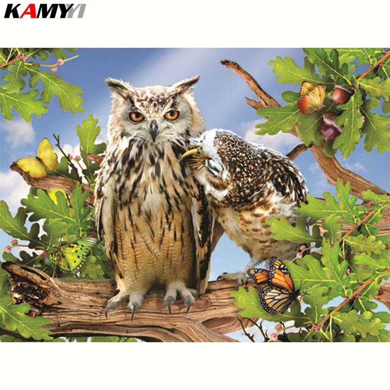 Full square / round diamond 5D DIY painting Tree branch owl embroidery 3D cross stitch mosaic home decoration gift YY | Дом и сад