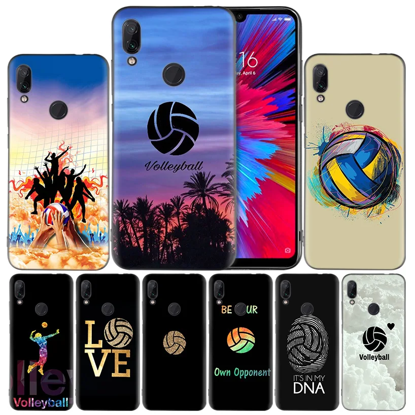 

Volleyball Sports Black Silicone Case Cover for Xiaomi Mi 9 8 Play A1 A2 Redmi Note 7 6 6A 5 Plus S2 GO Lite Pro Pocophone F1