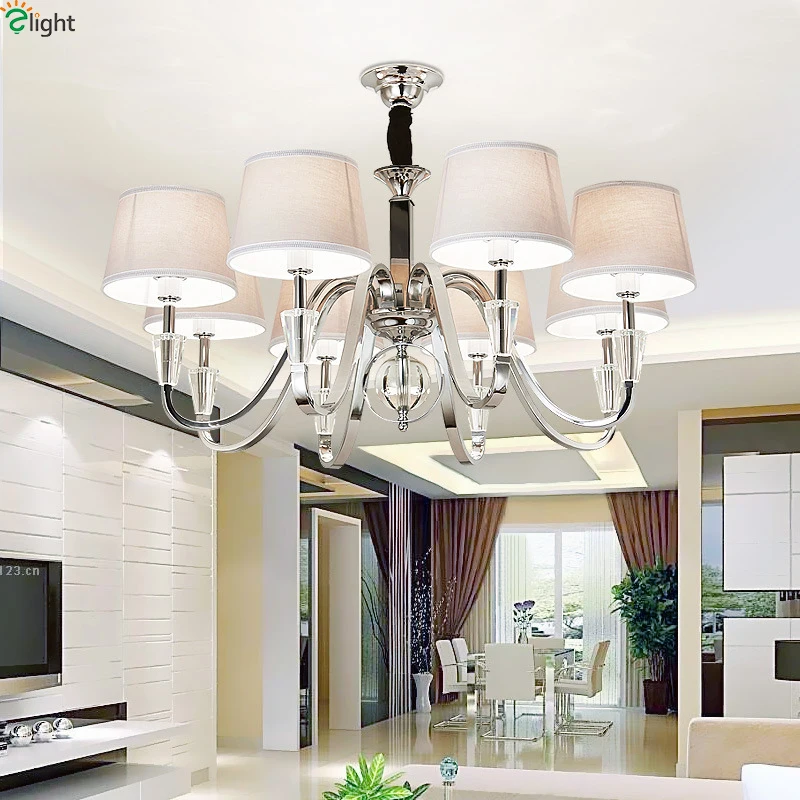 

Modern Lustre Crystal Led Chandelier Lighting Chrome Metal Living Room Led Pendant Chandeliers Light Led Hanging Lights Fixtures