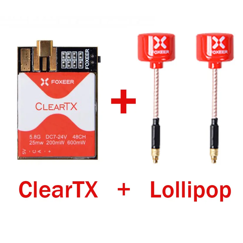 

FOXEER ClearTX 5.8G 48CH 25/200/600MW switchable TX Transmitter with Lollipop MMCX Antenna / Pagoda PRO Antenna for FPV RC Done