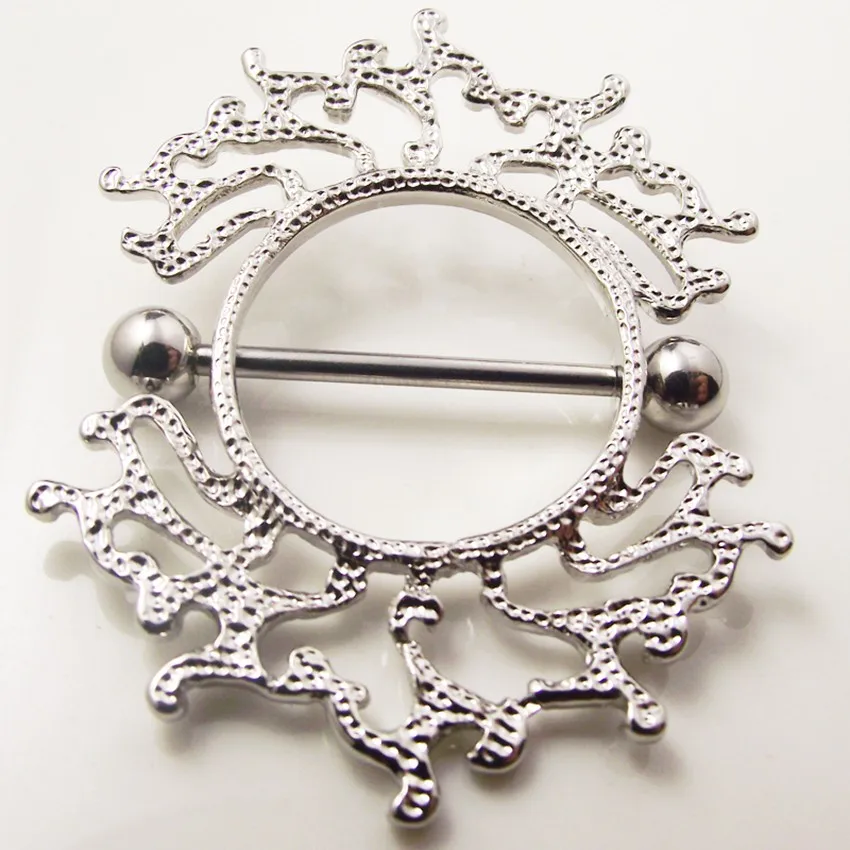 2piece 14G Sexy Mamilo Rings Sun Flower Nipple Ring Barbell Body