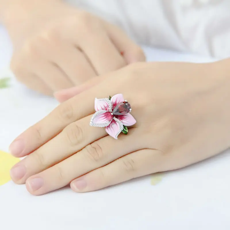 rose flower rings 925 silver jewelry (5)