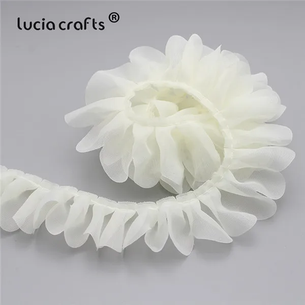 Lucia crafts 2y/lot 43 мм шифоновая кружевная отделка ленты ткань для свадебной вечеринки украшения дома для самостоятельного пошива одежды материалы V0203 - Цвет: C6 Beige