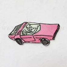 Вышитая аппликация на заказ крутой автомобиль розовый цвет для модницы " Высокое качество без MOQ OEM/ODM сервис