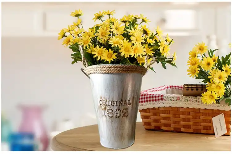 1pc Artificial Pastoral Metal Vases Vintage Tin Flower Pots