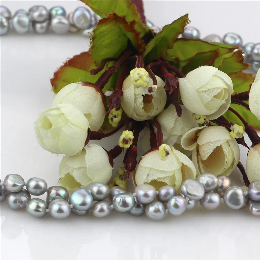 SNH New Natural pearl Jewelry necklace Handmade genuine pearl 160cm grey Women's wedding Gift Fine Jewelry