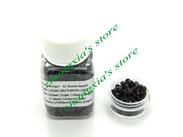 

5 Colors 4.5mm Aluminum Micro Rings/Links/Beads/Tube For I-tip Hair Extensions Tools,with Screw Dark Brown 1000pcs,LZH0065