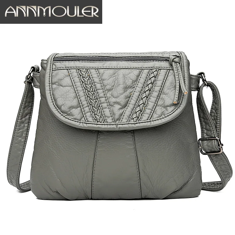 Annmouler 5 Colors Women Shoulder Bag Pu Leather Crossbody Messenger Bag Soft Washed Leather ...