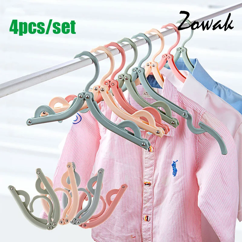 Plastic Foldable travel Clothes Hanger Cleaning Folding Cloth Portable Hanger...