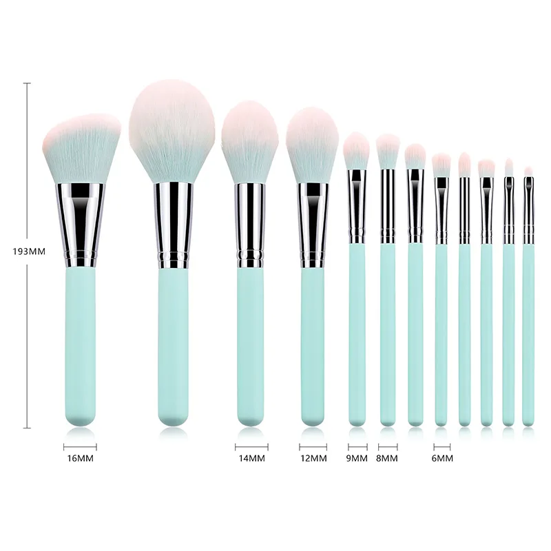 Pincéis de Maquiagem Sombra de Olho Conjunto Azul Claro Blush pó Ferramentas Cosméticas 88 12 Pçs