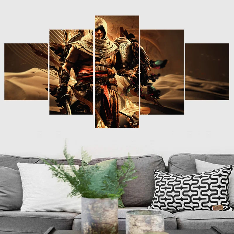 5 Pcs Assassins Creed Role Canvas Painting Wall Art Home Decor For