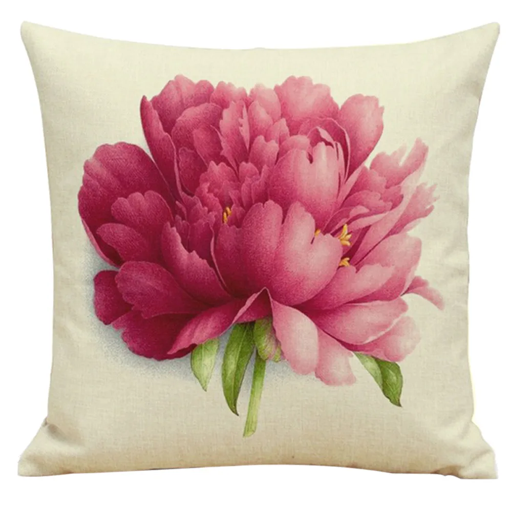 

New Qualified Cushion Cover Fresh Flowers Cotton Linen Cushion Cover Throw Waist Pillow Case Sofa Home Decor dig6830