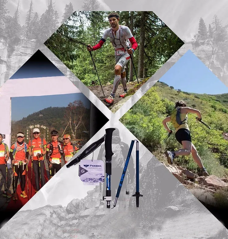 Fibra de Carbono 2 Pcs Caminhadas Dobrar Pólos Trekking Ultraleve Ajustável Dobrável Viagem Caminhada Nórdica Varas 1 Par 5 trekking pólos ultraleve ajustável dobrável viagens nordic bastões 1 par