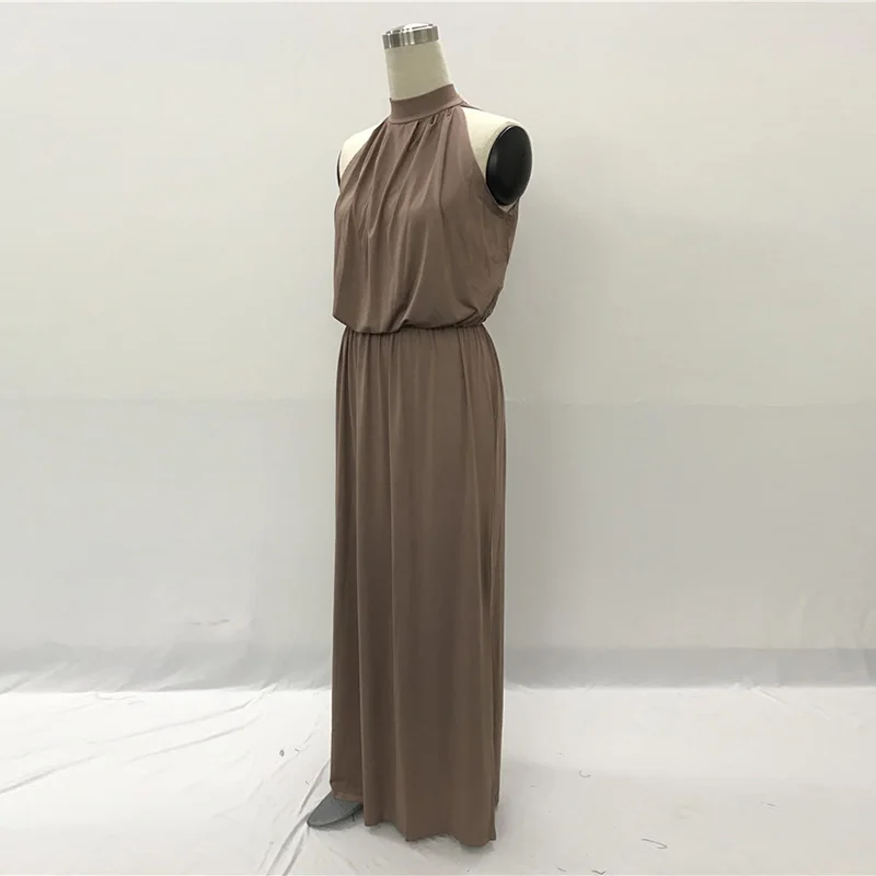 Kostlich Loose Casual Plus Size Ladies Dreses Elastic Waist Back Bow Tie Sexy Women Long Dress O-Neck Sleeveless Summer Dress (26)