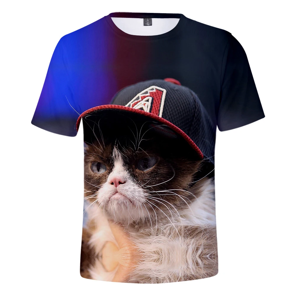 

Net red Grumpy Cat t shirt 3D Print Summer Breathable Cool Wild student Hot Grumpy Cat shirt Size Plus