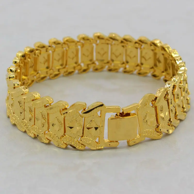 Dubai Armband Für Männer Frauen 24 Karat Gold Farbe Breite 21 cm 16mm