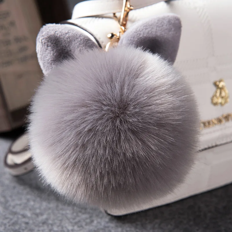 

Pompom Ball Key Chain Faux Fur Pompom Keychain Fake Rabbit Fur Pompom Porte Keyring Clef Bag Women Girls Charms Bunny Keychain