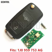 Qcontrol hlo 1j0 959 753 ag chave remota do carro diy para skoda fabia excelente octavia 1j0959753ag/5fa008399-00 753ag 2000-2008