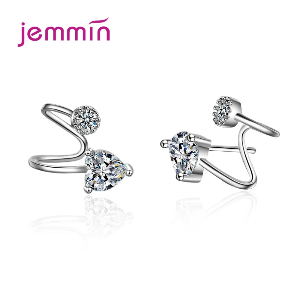 Women Trendy 925 Sterling Silver Cubic Zircon Ear Clip Cuff Earrings Clip On Earring Jewelry Brinco Without Piercing Wholesale