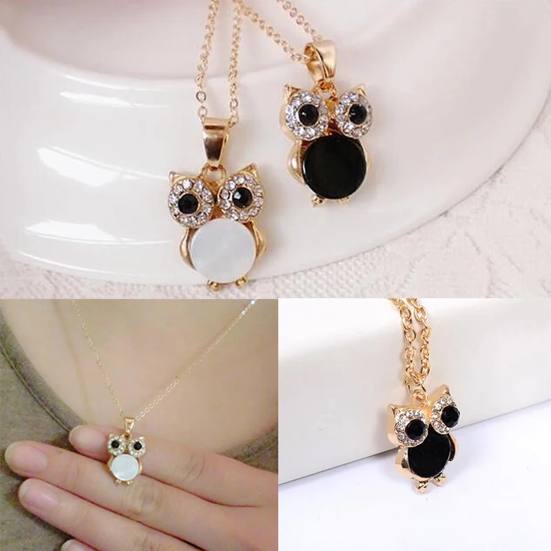 

LNRRABC Hot 1 Pc Women Charming Vintage Owl Pendant Rhinestones Crystal Opal Pendant Necklace Jewelry