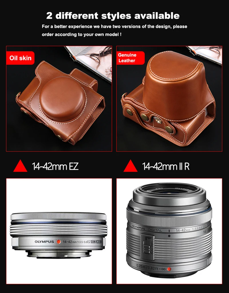 Делюкс издание из искусственной кожи Камера сумка чехол для цифровой камеры Olympus E-M10 EM10 Mark II III EM5 II E-PL7 E-PL8 EPL7 EPL8 PEN-F и ремешок