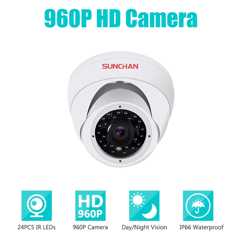 

SunChan High Quality 1.3MP AHD Camera Color CMOS 1500TVL 960P 24 IR LEDs Night Vision Security Camera Indoor CCTV Camera