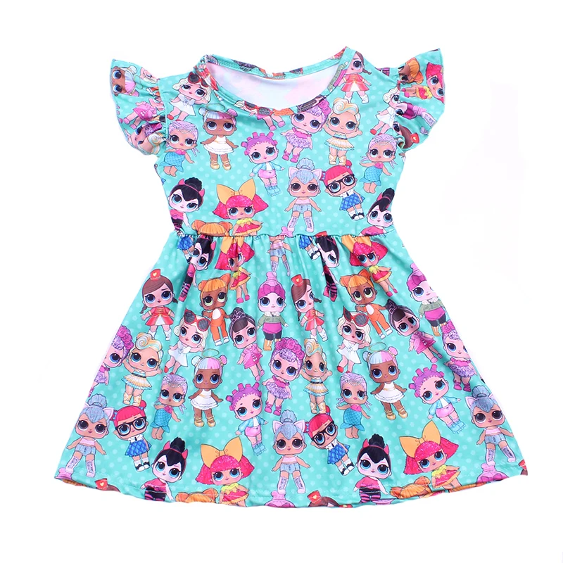 Платье для маленьких девочек с рукавами-крылышками; детское летнее платье с героями мультфильмов; Вечерние платья из мягкого молочного шелка с рукавами-крылышками