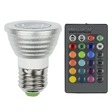 16 colors RGB LED Spotlight AC90-260V 3W RGB LED bulb Lamp + 24key IR Remote Control
