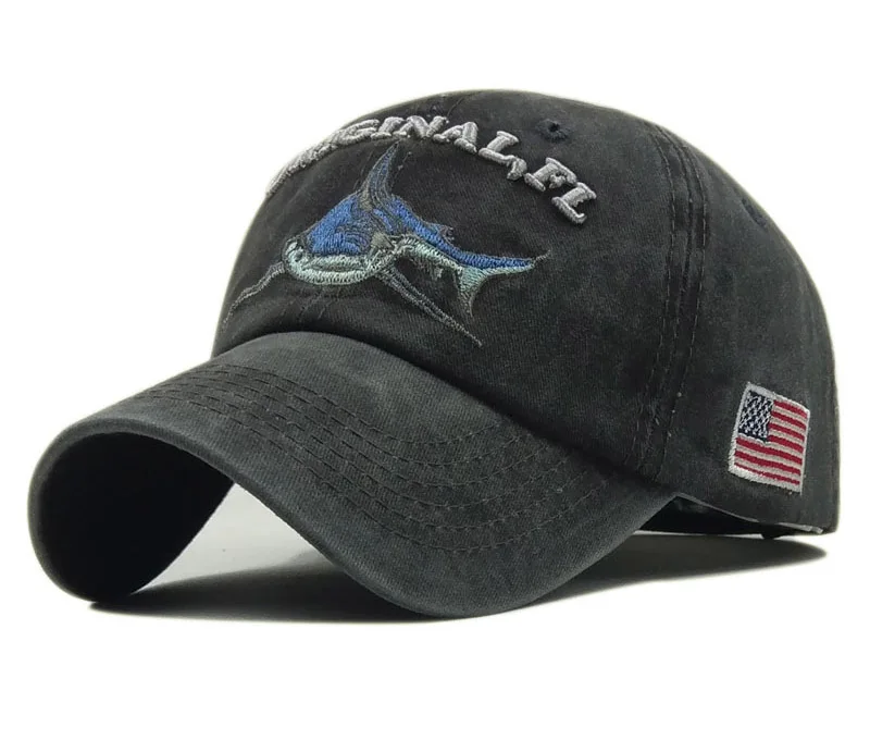 Новая модная бейсбольная кепка, Мужская джинсовая кепка с эффектом потертости для папы, женская кепка с вышитыми буквами в виде акулы, хлопковая кепка с флагом США, Кепка в стиле хип-хоп