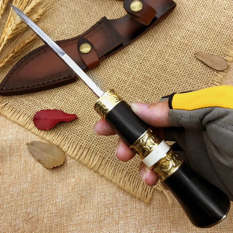 Латунь Резные непальский стиль охотничий нож с фиксированным лезвием деревянной ручкой ножи для выживания в пустыне РУЧНОЙ РАБОТЫ БОУИ маленький Kukri кемпинг