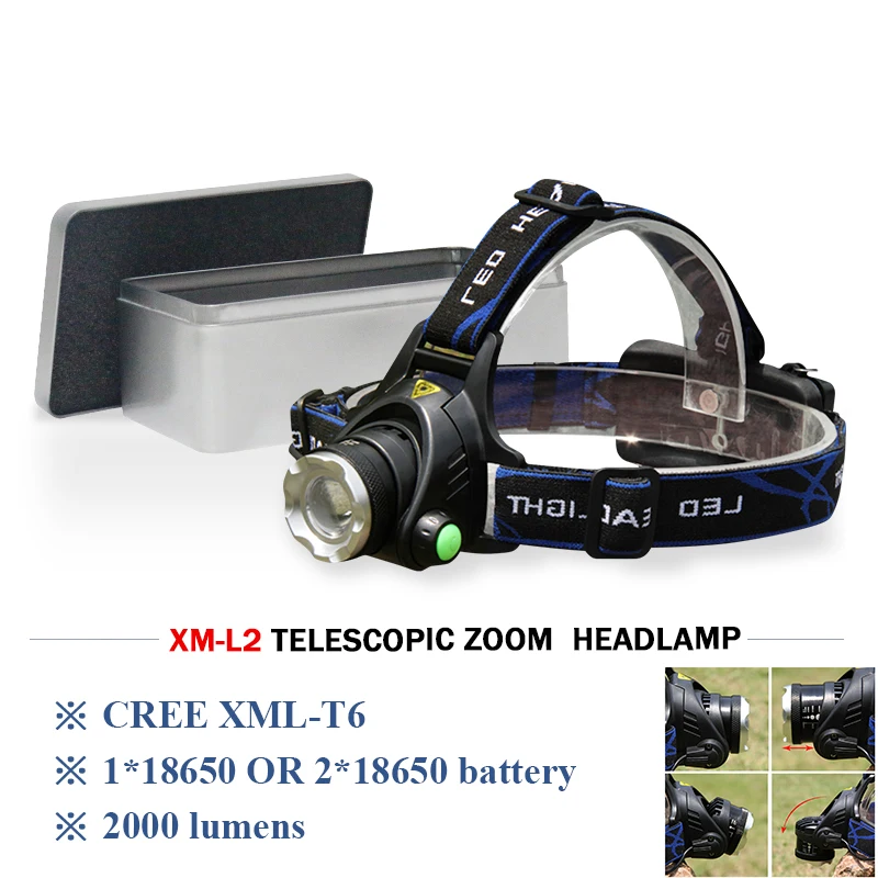 xm l2 powerfu led headlamp 18650 rechargeable head torch Yellow light white Fishing hunting waterproof | Освещение