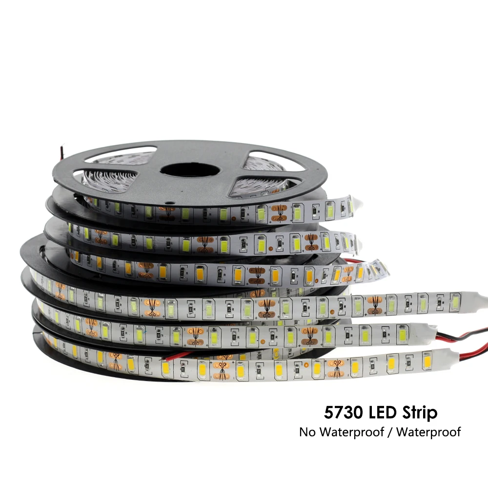 LED Strip 5730 Waterproof DC12V Flexible LED Light 60LED/m 5m/lot Brighter than 5050 5630 LED Strip