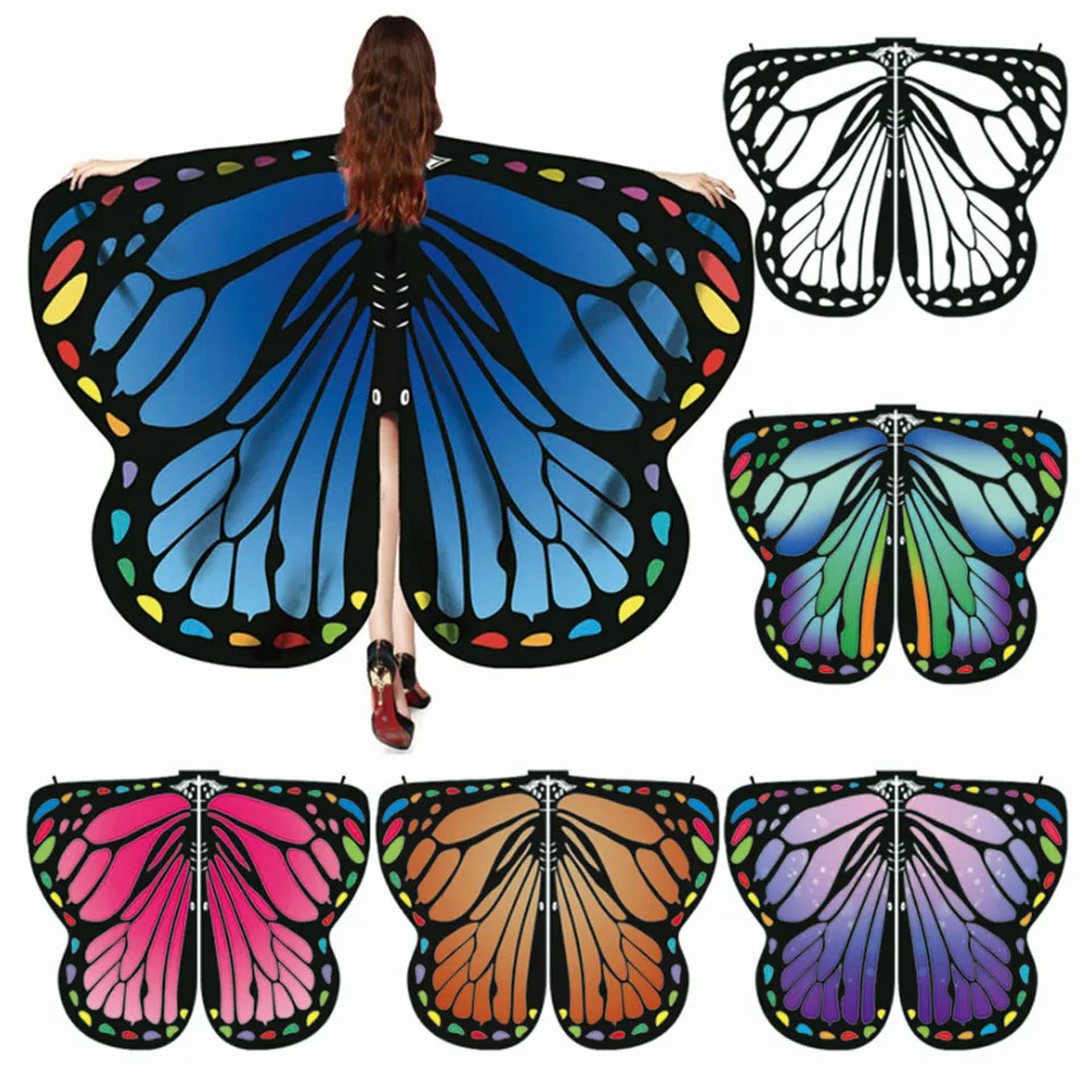 

2019 New Fashion Women Soft Fabric Butterfly Wings Pashmina Shawl Scarves Fairy Ladies Nymph Pixie Costume Accessory