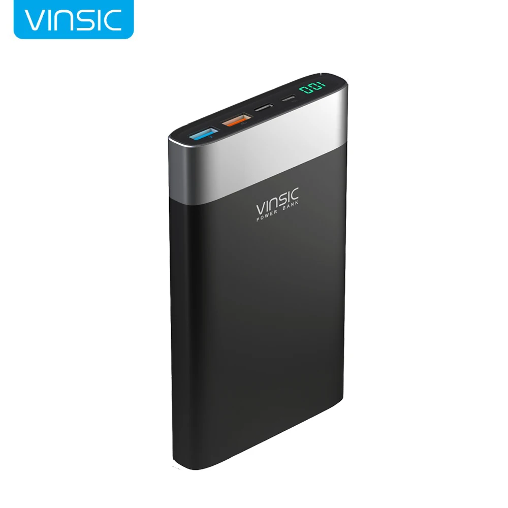 Vinsic 20000mAh Power Bank QC3 0 2 4A Dual USB Output with Type C Quick Charge3