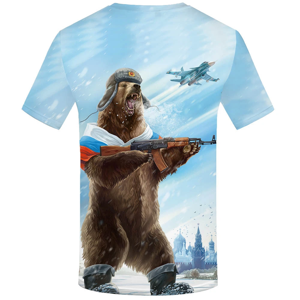 KYKU Brand Russia T-shirt Men Bear Shirts War Tshirt Military Clothes Hip Hop Tees Tops 3d T shirt Mens Clothing New