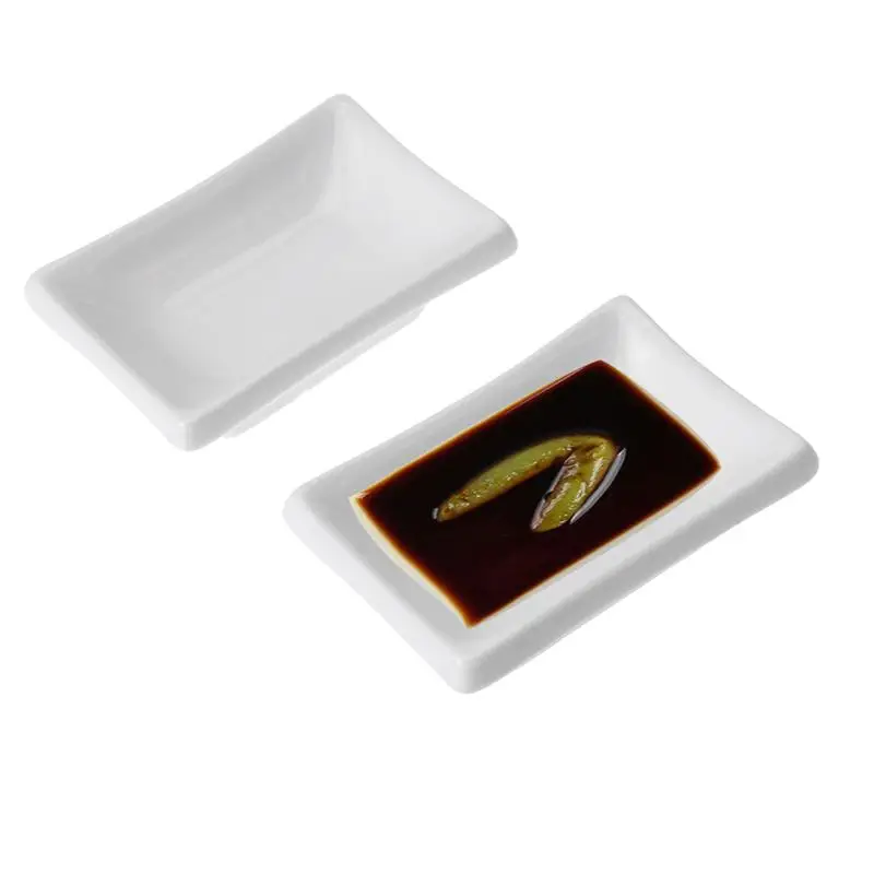 

2Pcs 3.5 Inch Ceramic Appetizer Serving Tray Rectangular Sauce Dishes Japanese Style Snack Dishes for Spice Dish Soy Sauce