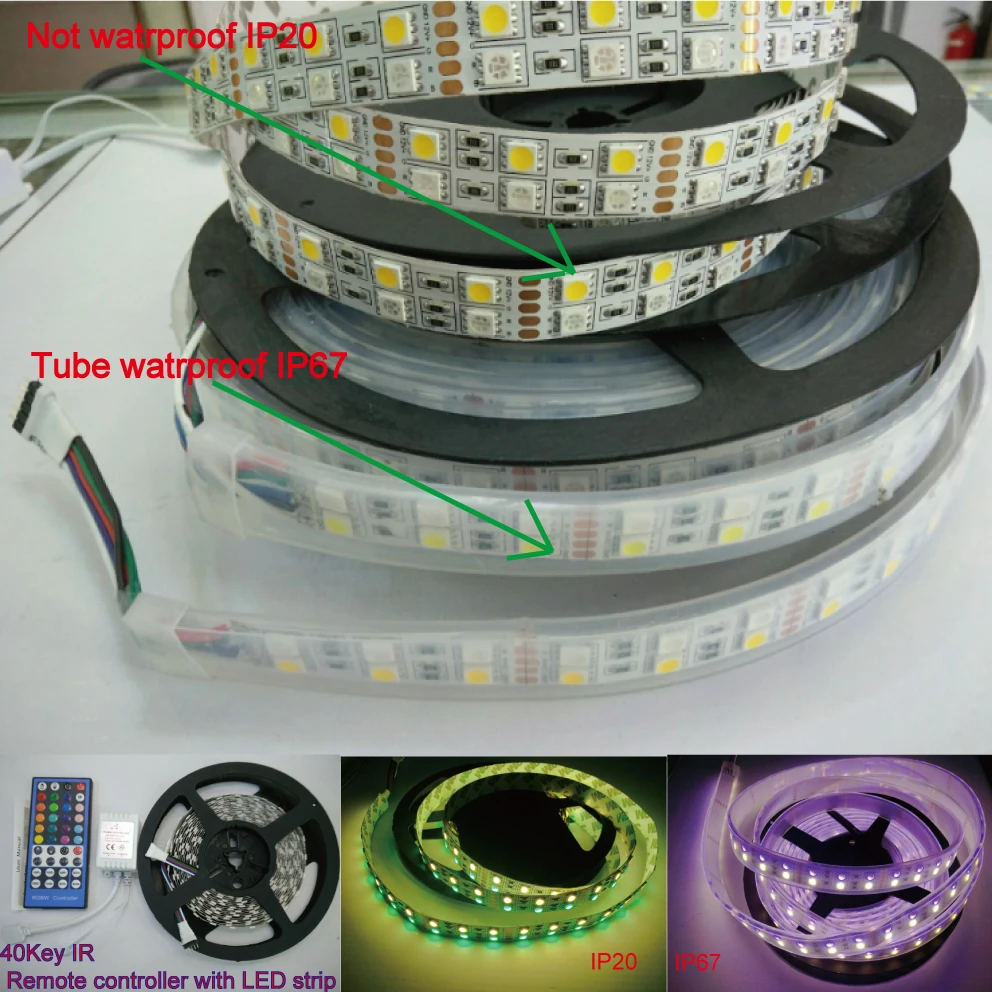 Гибкая светодиодная лента 5 м 120 светодиодный одов/м водостойкая IP67 и IP20 5050 SMD RGBW (RGB
