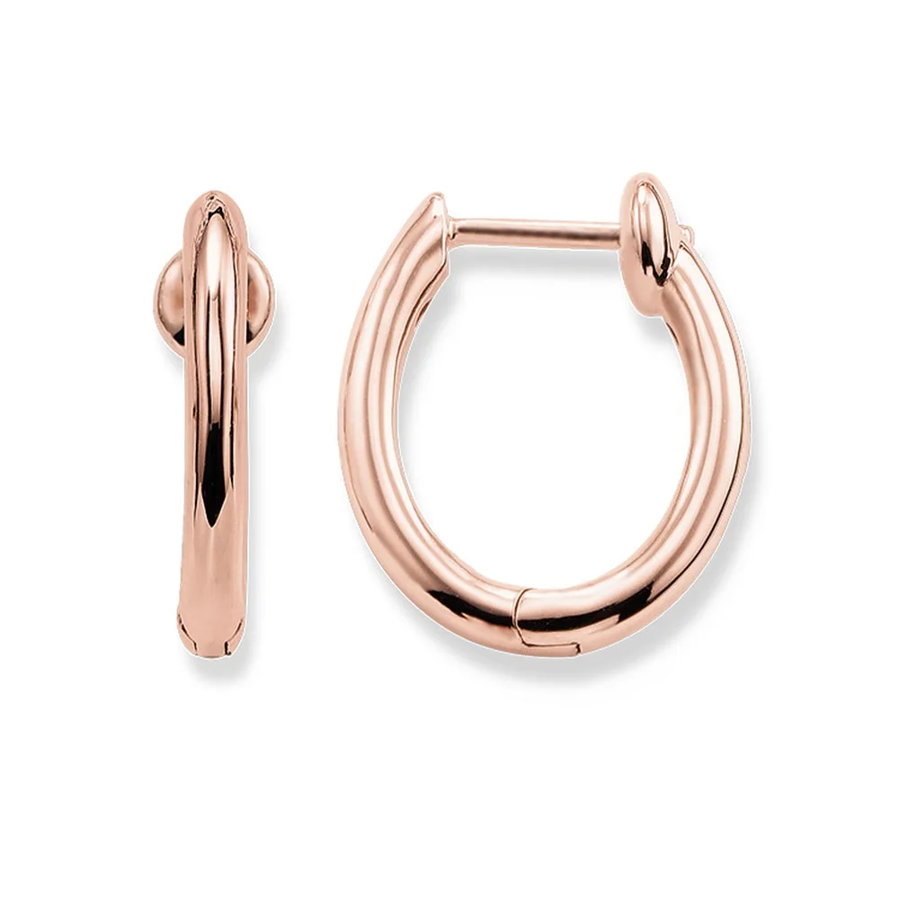 

Rose Gold Color Oval Creoles Hinged Hoop Earrings 2019 Trendy Thomas Style Earring 925 Sterling Silver Jewelry Ts Gift for Women