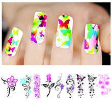 Bricolage noir fleur autocollant Nail Art décalcomanies bricolage décoration temporaire tatouages manucure conseils à la décoration YSMJ12(China)