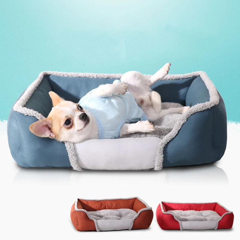 

Cute Autumn Winter Pet Dog Bed Warming Soft Fleece Plush Cushion Washable Puppy Dogs Cats Warm Kennel Nest Basket Hogard MA20