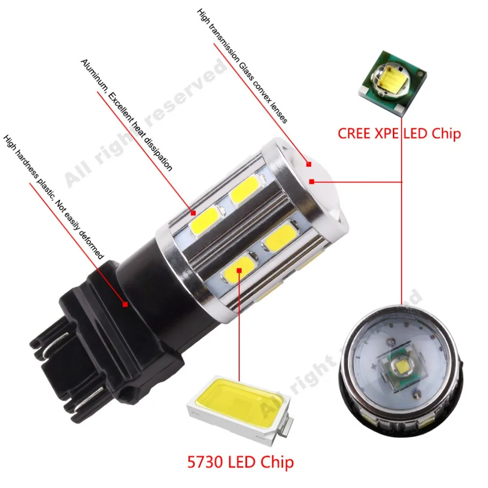 Светодиодный фонарь Cree 2 шт. 3157 3156 3057 3056 12 SMD светодиодный чип задний стоп сигнал