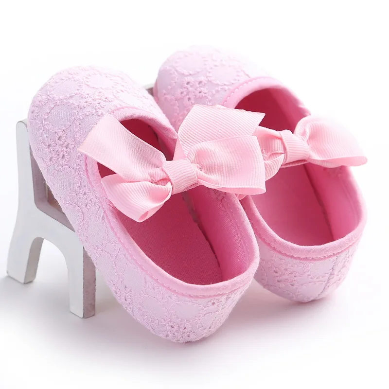 

2019 new baby girl shoes ribbed bow tie PU leather princess baby shoes first walker newborn soft shoes girls