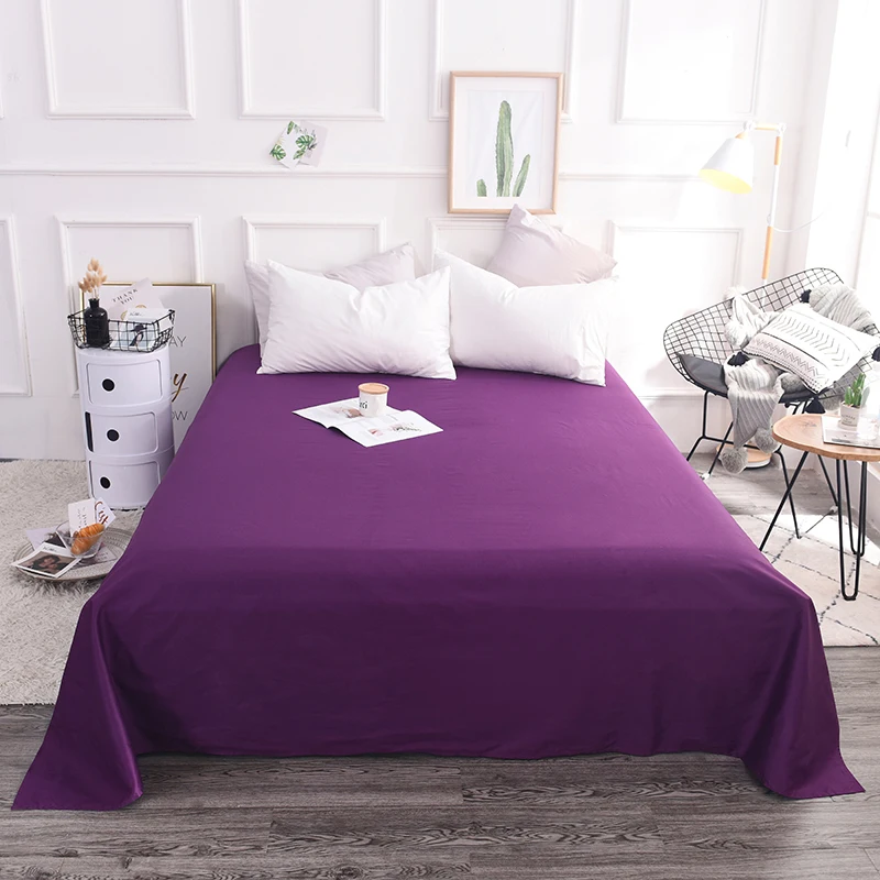 

Noble Dark Purple Solid Color 100% Cottton Soft Bedding 1Pcs Home Textile Bed Sheet Sheet Bedspread Flat Sheet 250X250CM Size